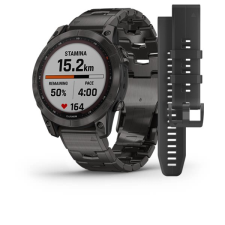 Умные часы GARMIN FENIX 7 Sapphire Solar титановый угольно-серый с угольно-серым титановым ремешком